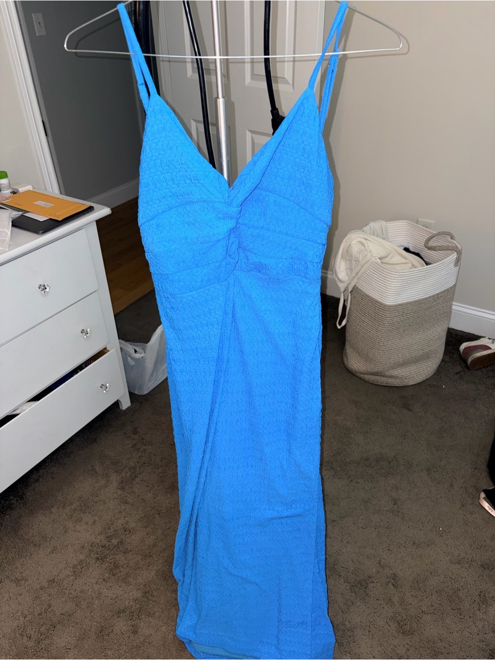 SHEIN Bright Blue Spaghetti-Strap Midi Dress